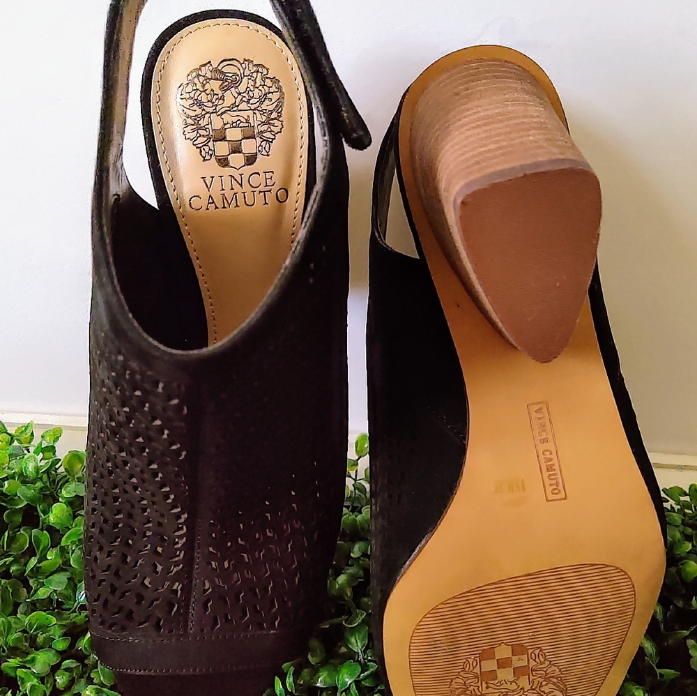 Vince Camuto Peep Toe Bootie in Black - Picture 3 of 3